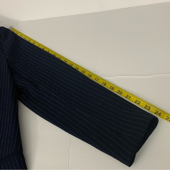 Tommy Hilfiger Women's Pinstriped Open-Front Jacket - Midnight/Ivory - Picture 11 of 15